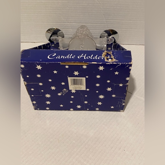 Santa Claus Clear Frosted Double Candle Holder Alco - Picture 5 of 8